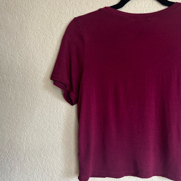 Deep Red Short Sleeve Crop Top, Size Small - Picture 5 of 7